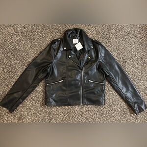 NWT Supre Vegan black Leather Biker Jacket SIZE 14